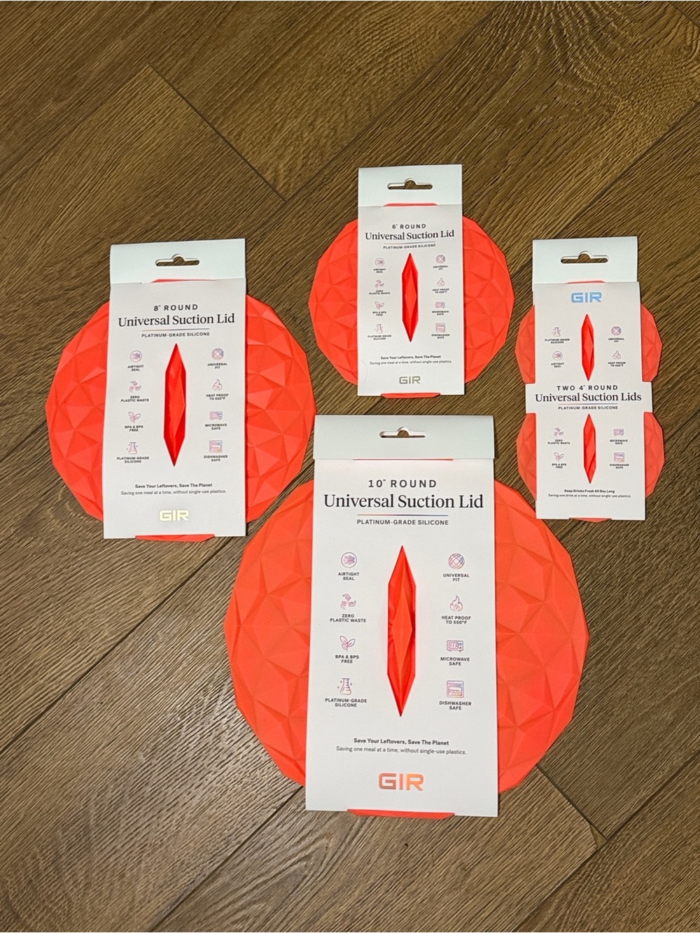 GIR 5-Piece Universal Silicone Suction Lid Set  2-4”, 6”, 8” & 10”